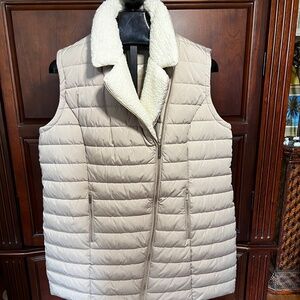 CALVIN KLEIN QUILTED FAUX WOOL COLLAR LONG WINTER VEST/ SIZE 1X
